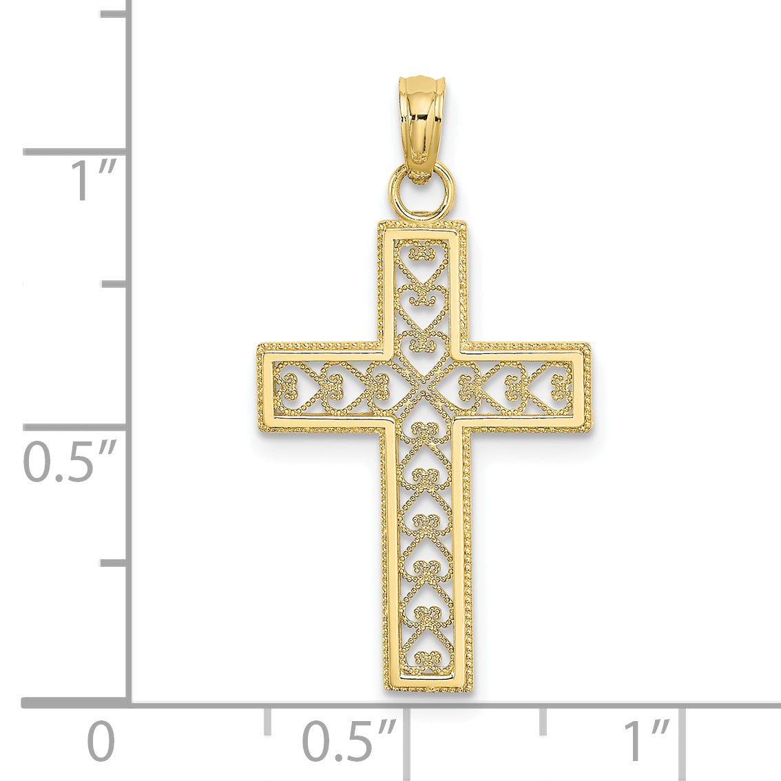10K Yellow Gold D/C Filigree Cross Pendant