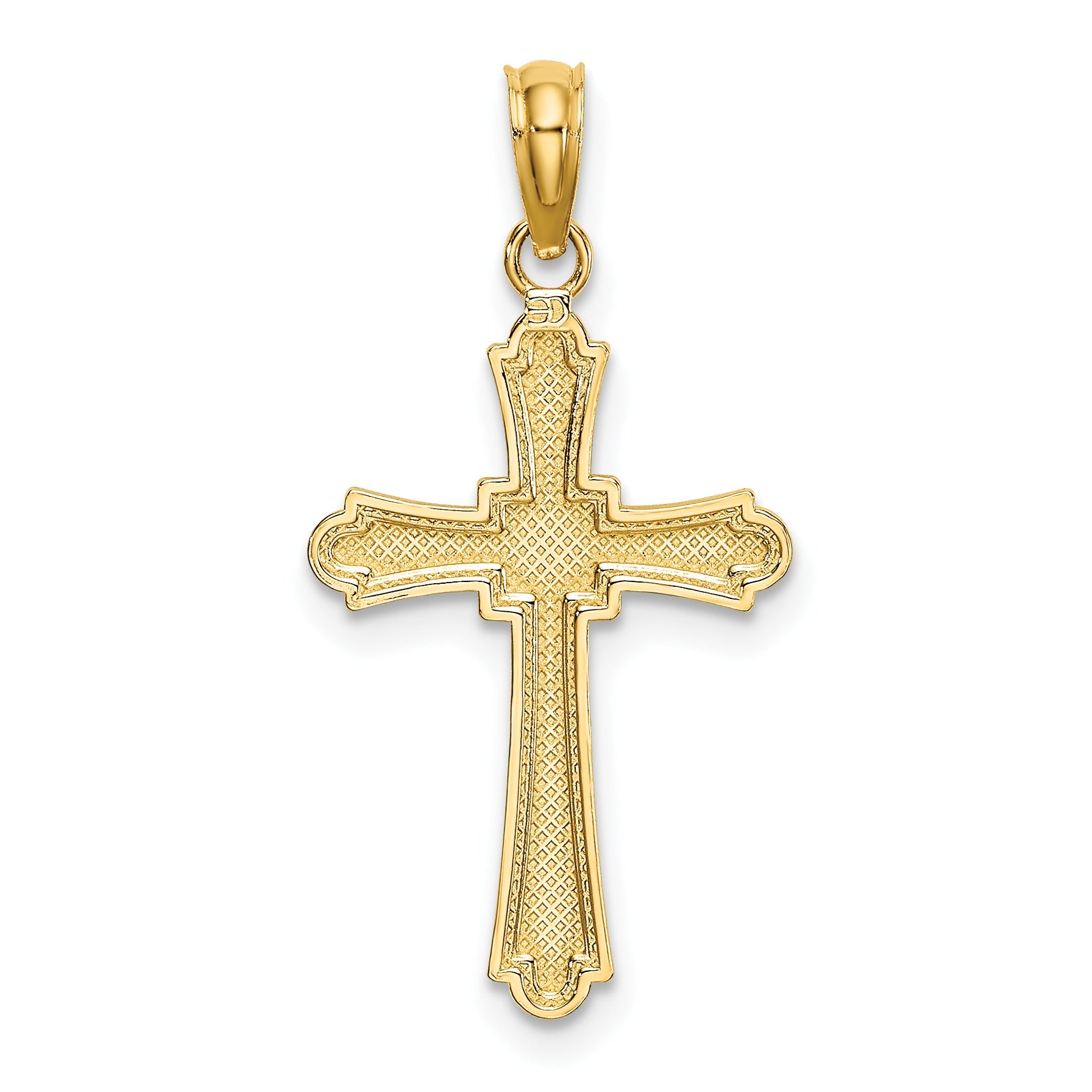 10K Yellow Gold 10K D/C Striped Cross Charm