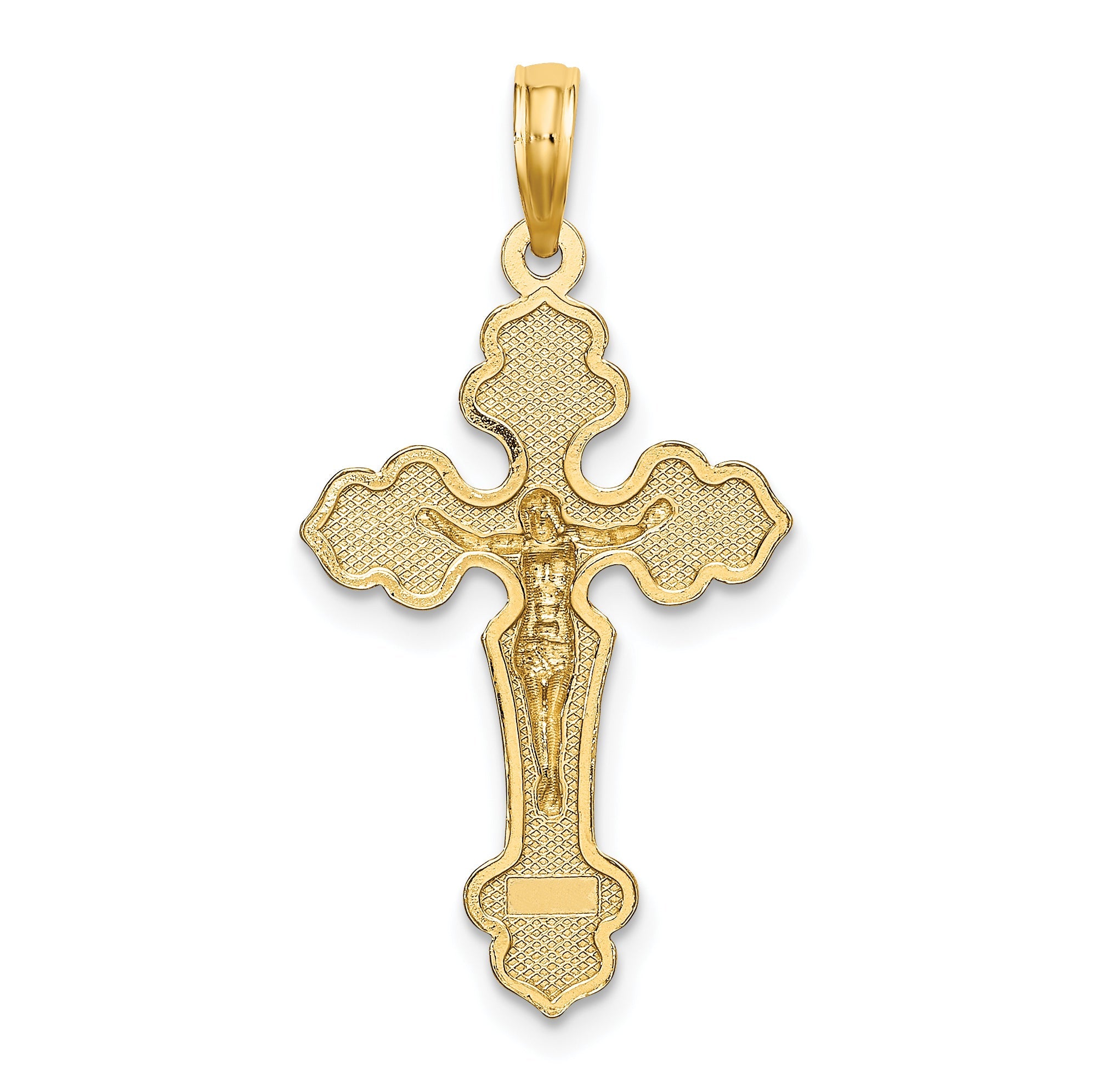 10K Yellow Gold 10K Crucifix W/ Fancy Tips Charm