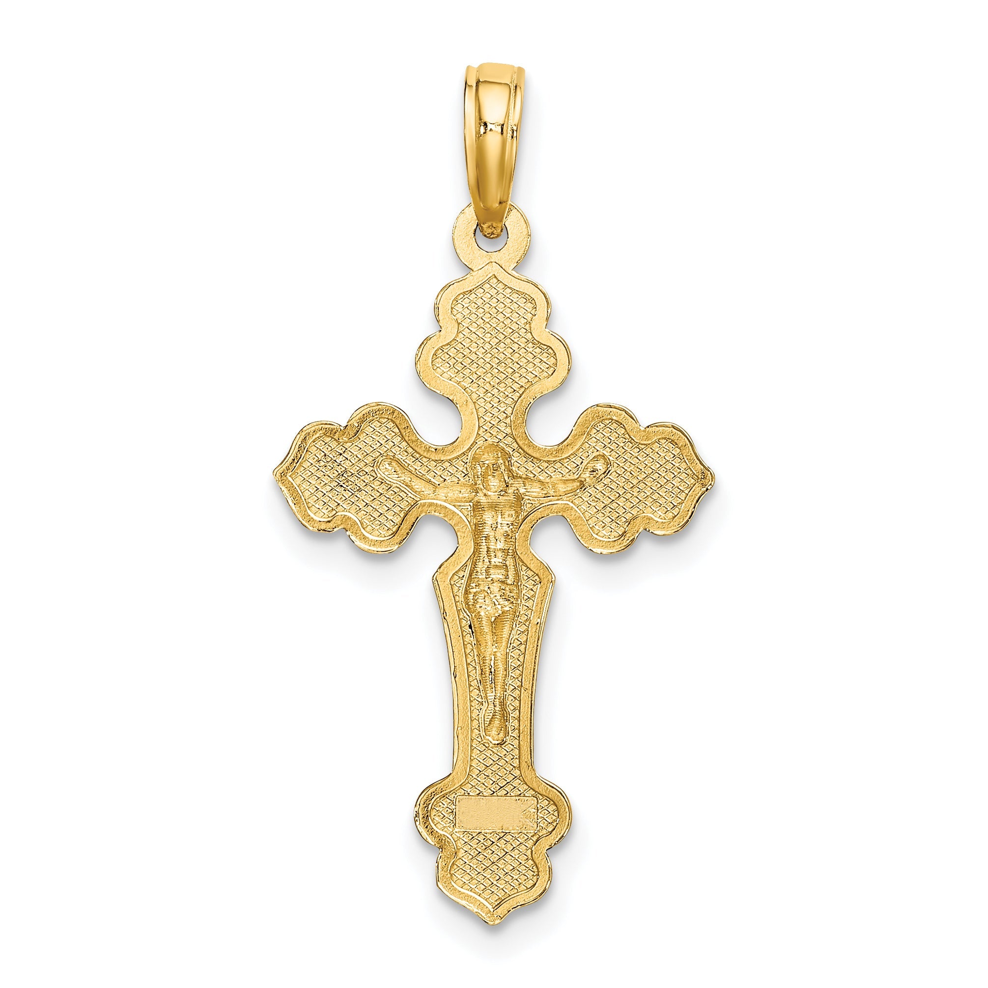 10K Yellow Gold 10K D/C Crucifix W /Fancy Tips Charm