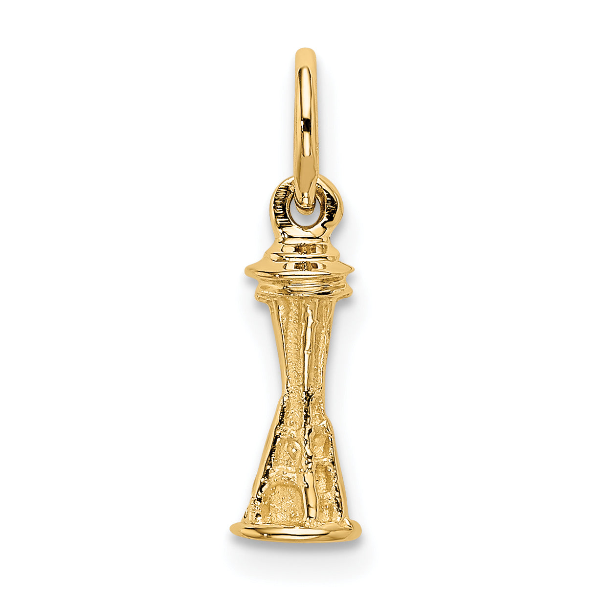 10K Yellow Gold Solid Polished 3-D Space Needle Charm