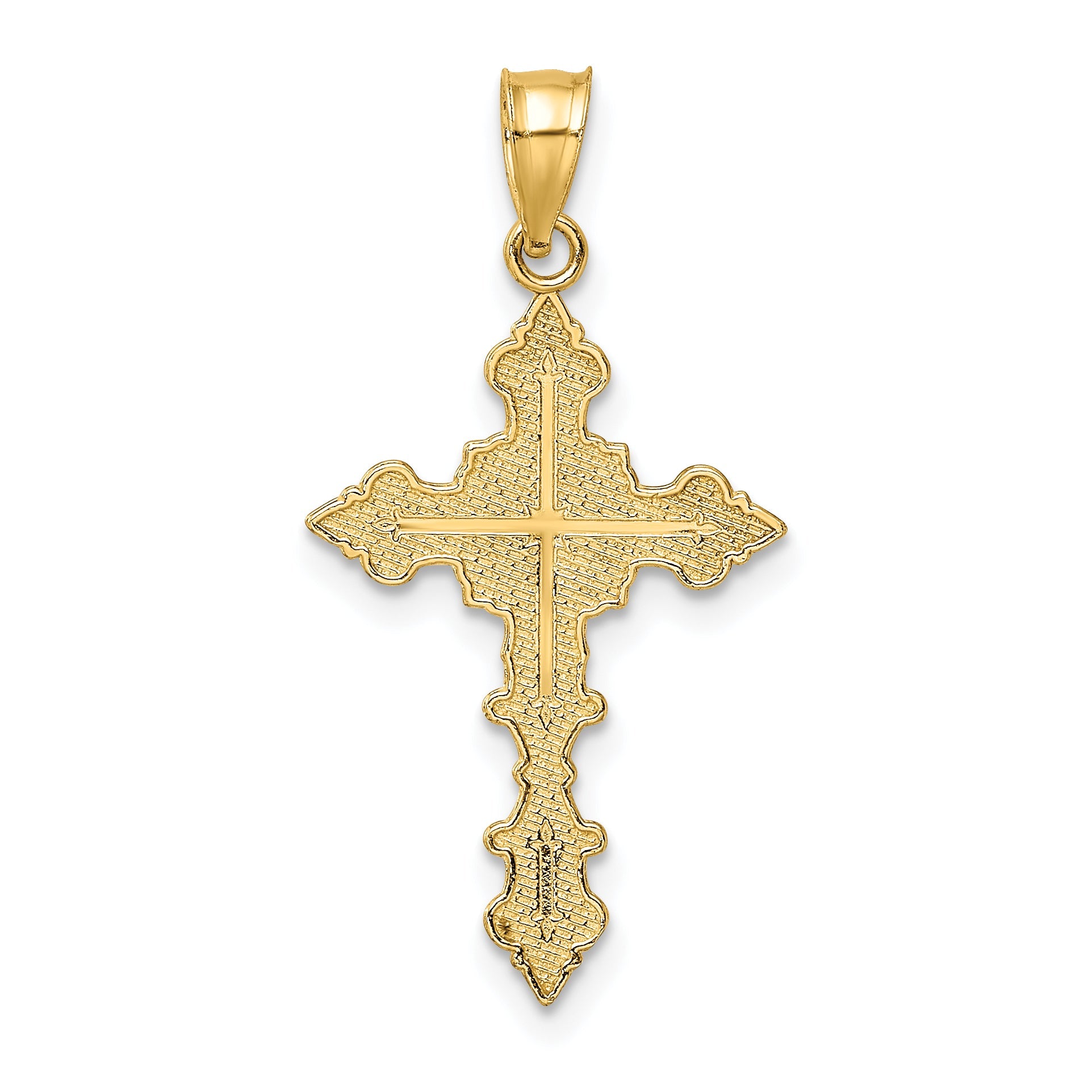 10K Yellow Gold 10K Crucifix W/ Fancy Edges Charm