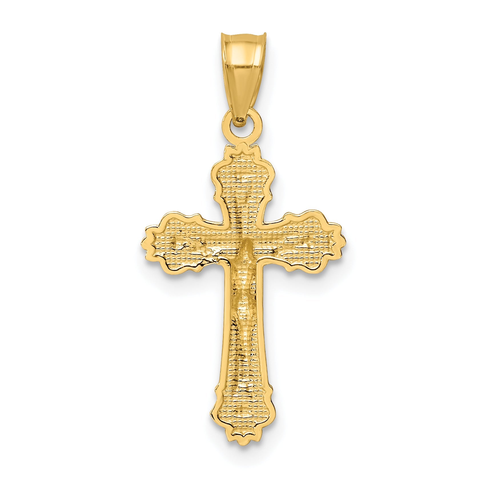 10K Yellow Gold 10K W/ Textured Scalloped Edge Crucifix Charm