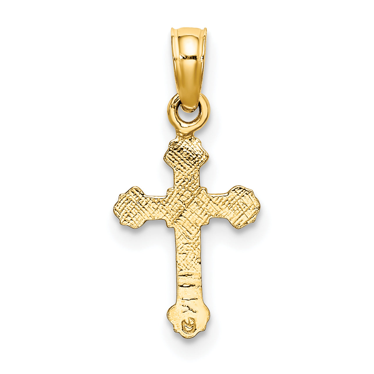 10K Yellow Gold 10K Mini Crucifix W/ Fancy Tips Charm