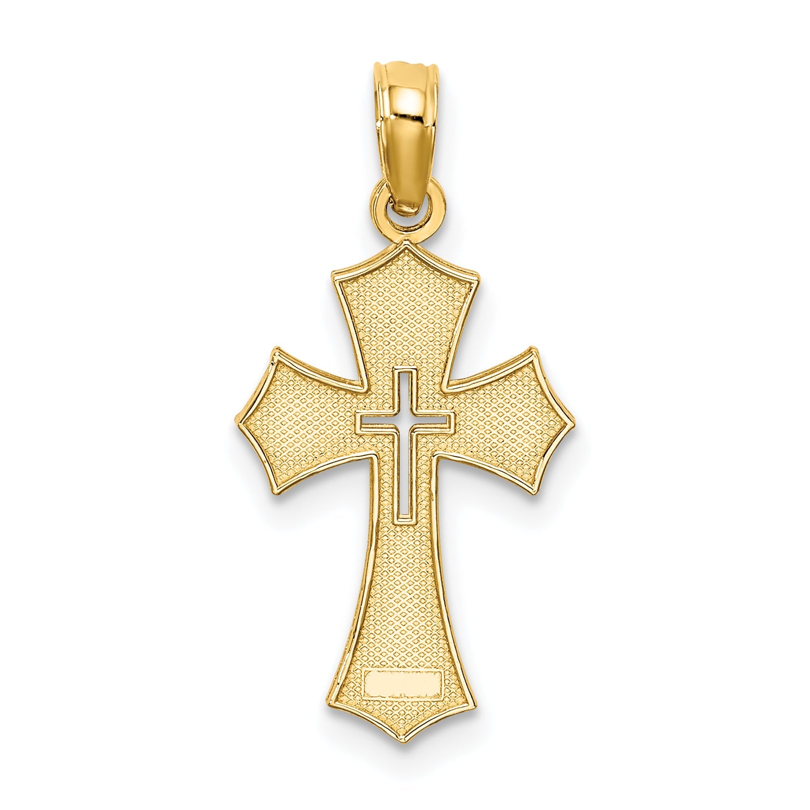 10K Yellow Gold 10K Textured Cut-Out Center Cross Charm