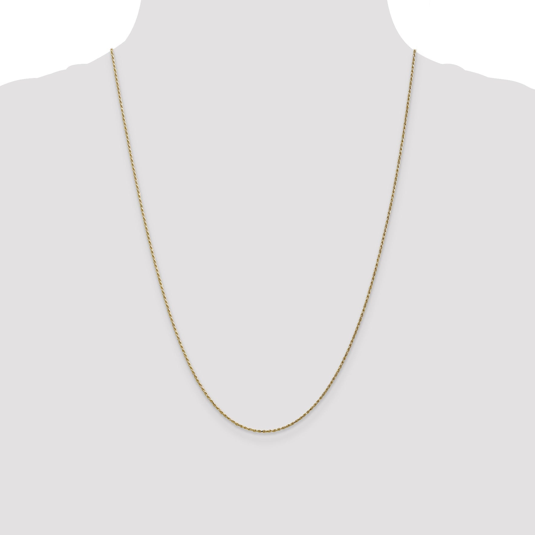 24 Inch 10K Yellow Gold .95mm Carded Cable Rope Chain Necklace