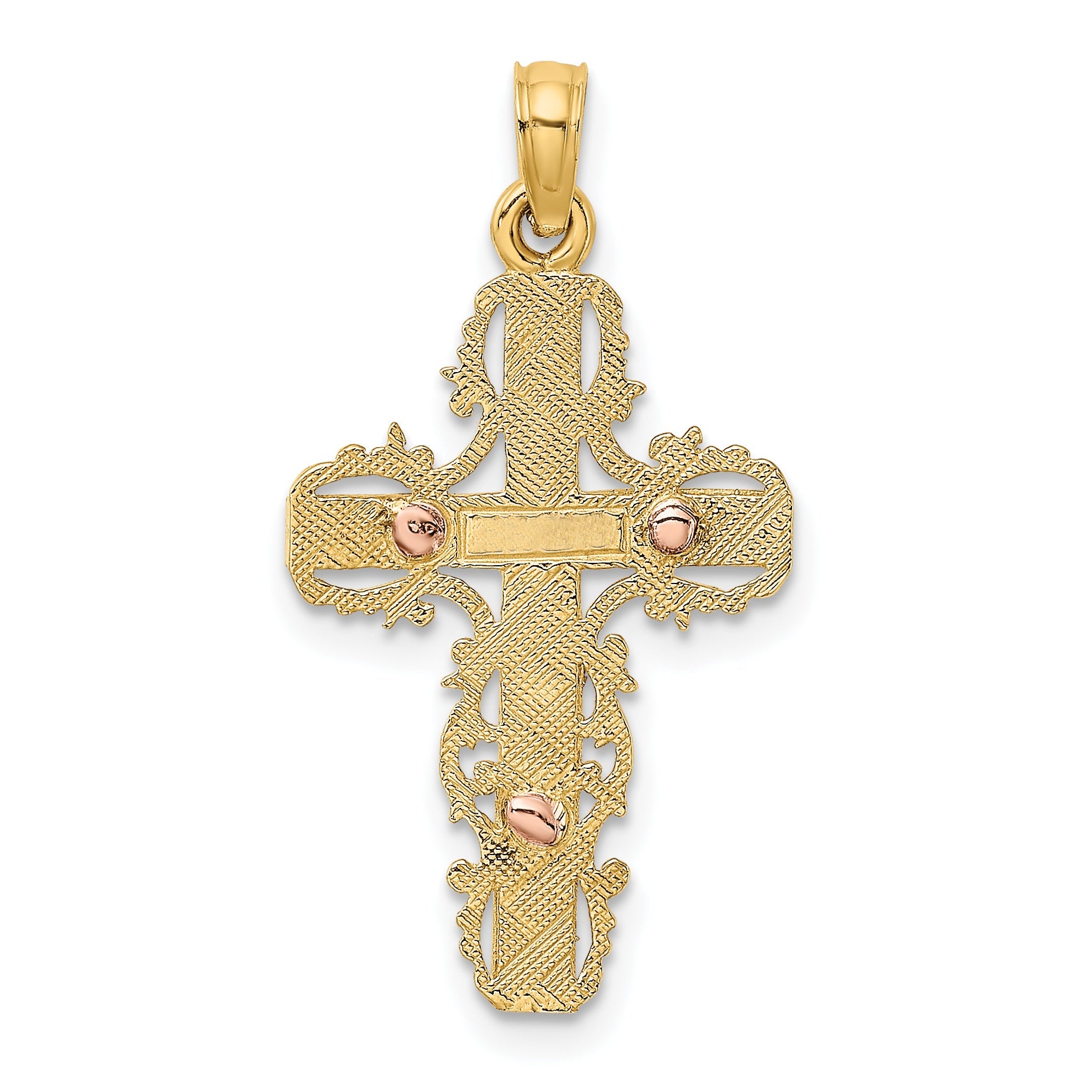 10K Two-Tone 10K Two-Tone W/ Lace Trim Crucifix Charm