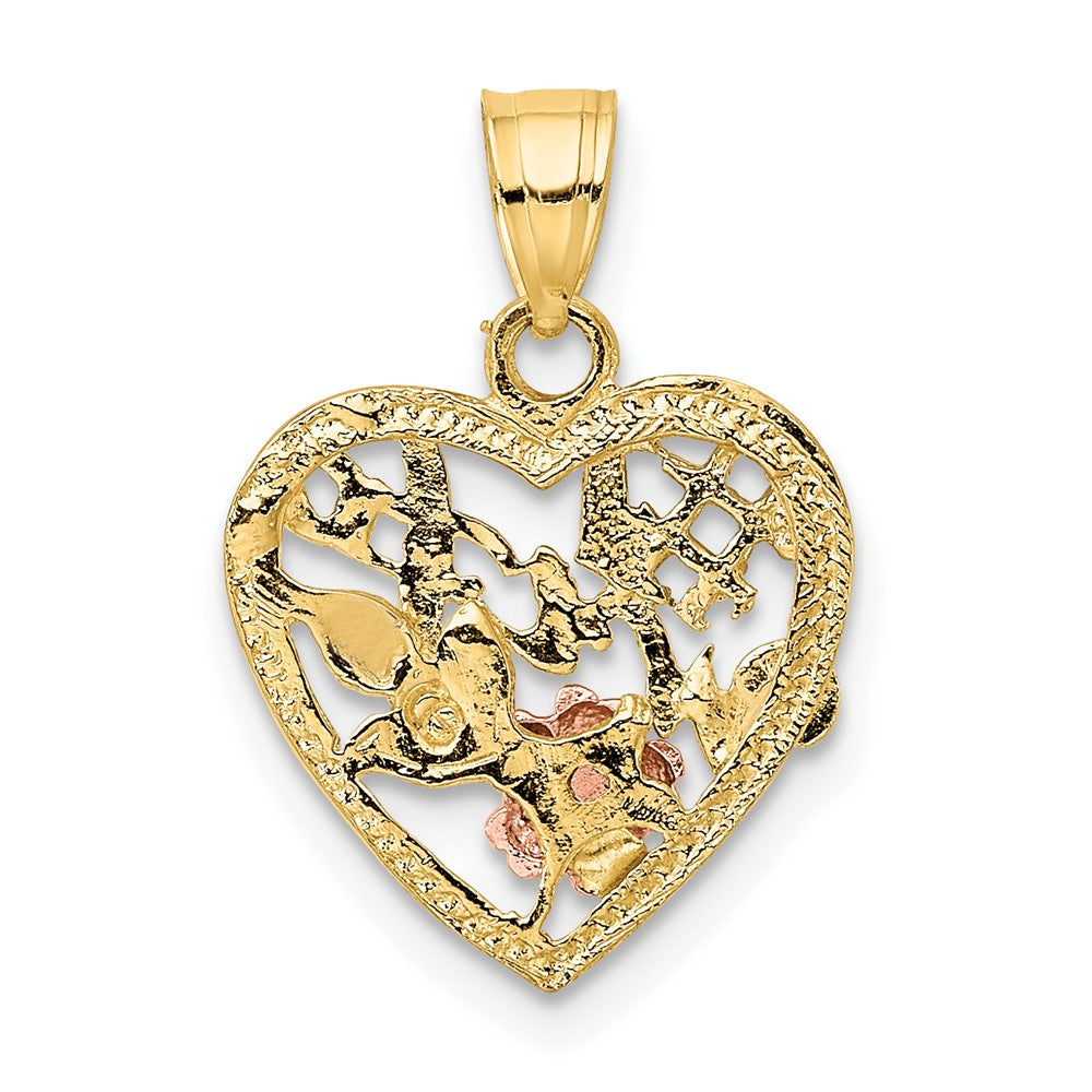 10K Two-Tone Two-Tone W/White Rodium #1 Wife In Heart Charm
