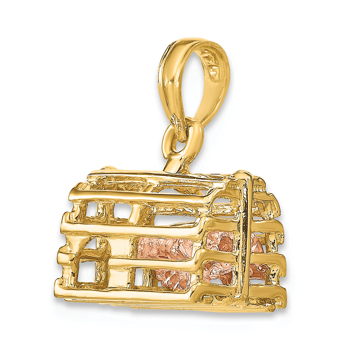 10K Two-Tone 10K 3D Lobster Trap W/Moveable Pendant