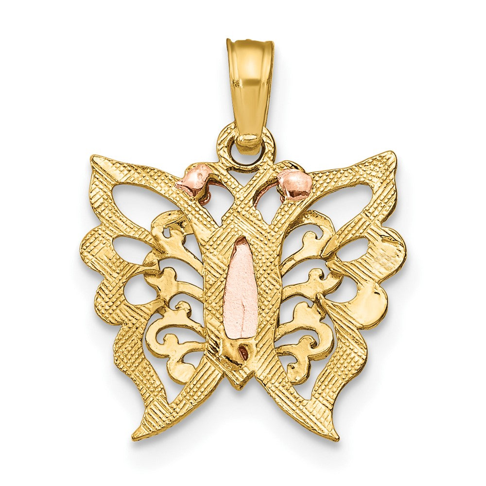 10K Two-Tone 10K W/White Rhodium Butterfly Cut-Out Charm
