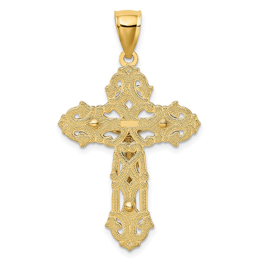 10K Two-Tone 10K Crucifix W/ Scrolled Tips Charm