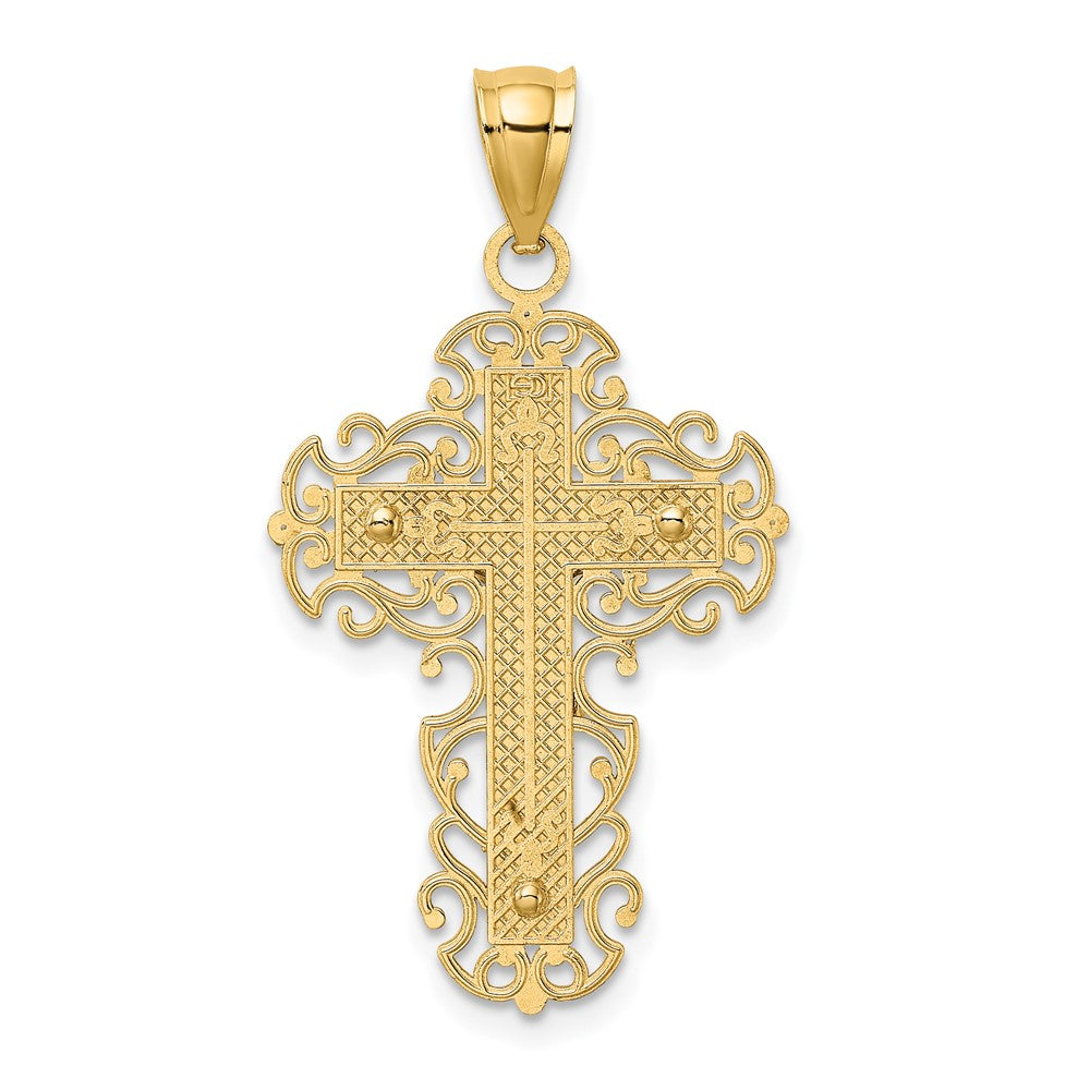 10K Two-Tone 10K Two-Tone W/Lace Trim Crucifix Charm