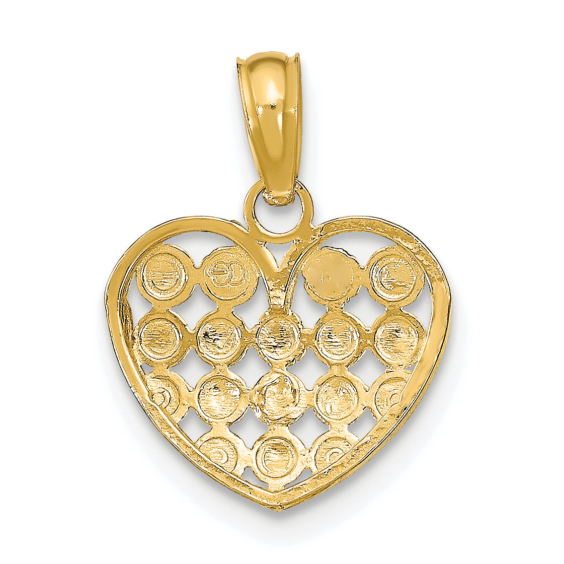 10K Yellow W/Rhodium D/C Heart Charm