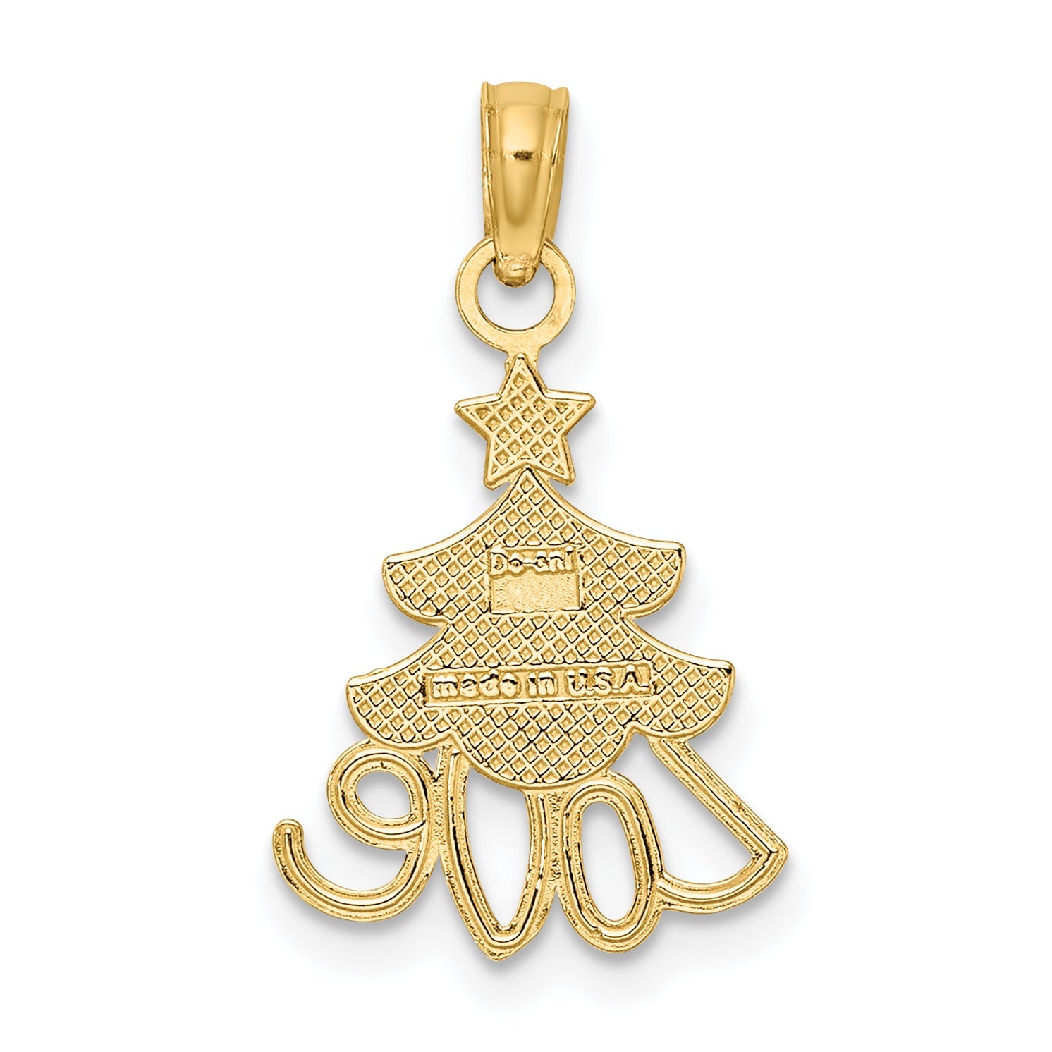 10K Yellow W/Rhodium 10K W/ Rhodium Christmas Tree Charm