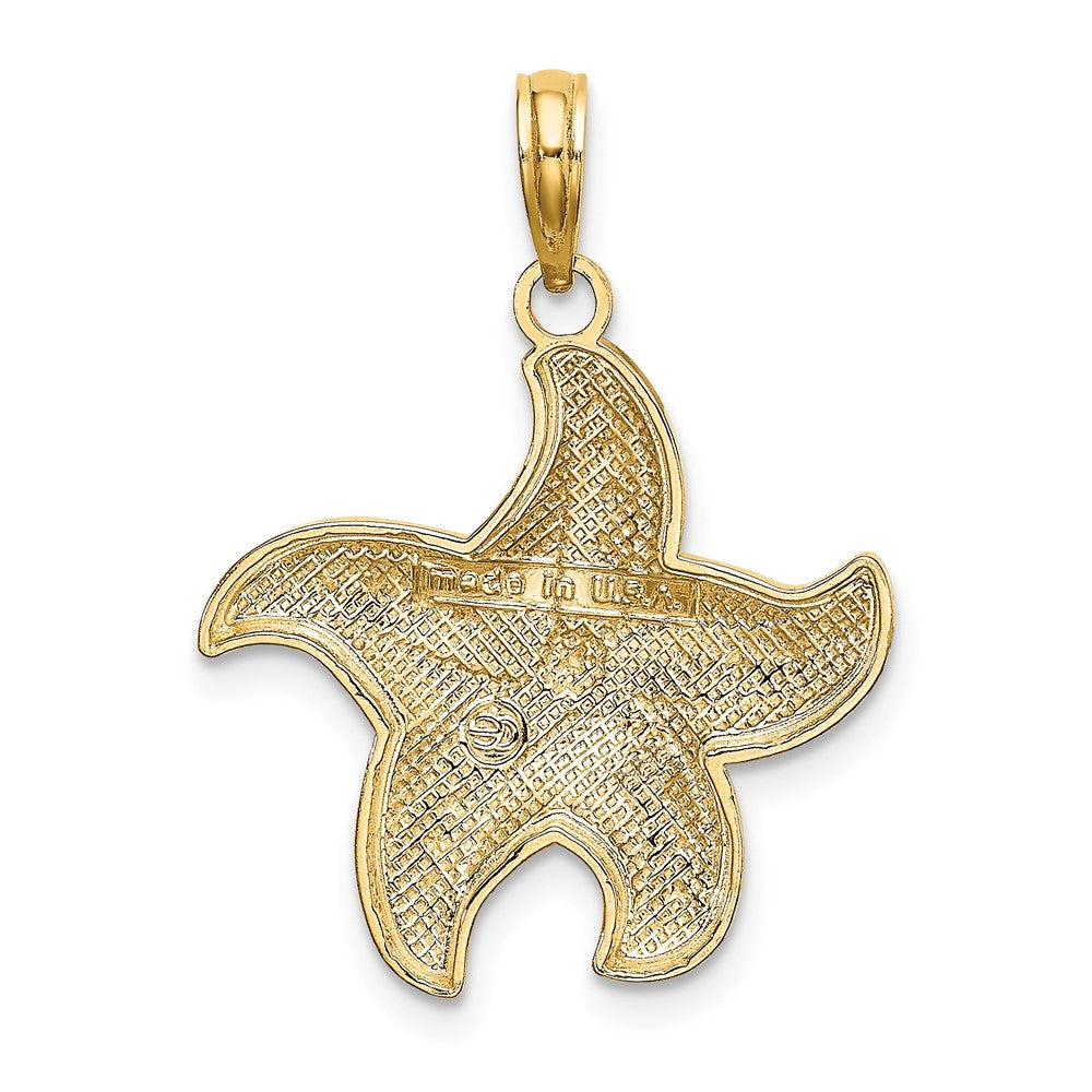 10K Yellow W/Rhodium 10K D/C Polished Starfish Charm