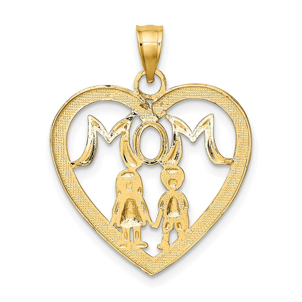 10K Yellow W/Rhodium 10K W/ Rhodium Heart With 2 Kids Mom Charm