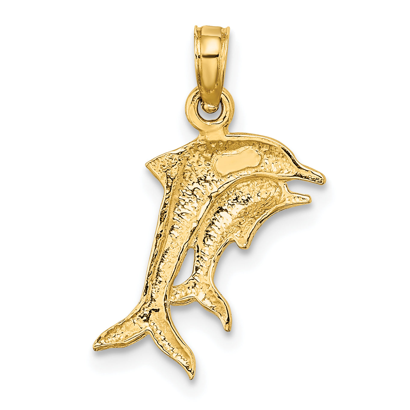 10K Yellow W/Rhodium 10K W/ Rhodium 2-D Polished Dolphins Charm