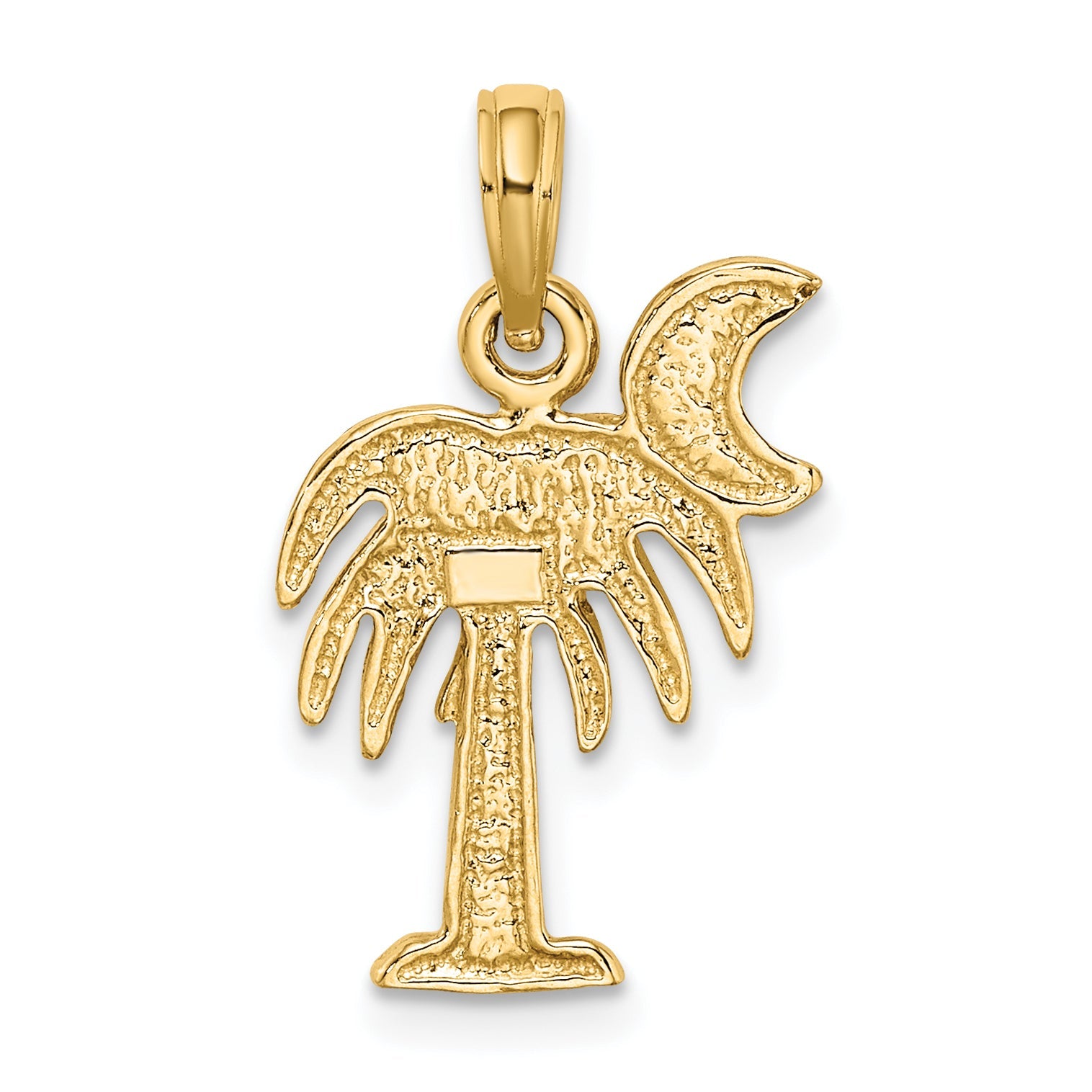 10K Yellow W/Rhodium 10K W/ Rhodium Polished Charelston Palm Tree Charm