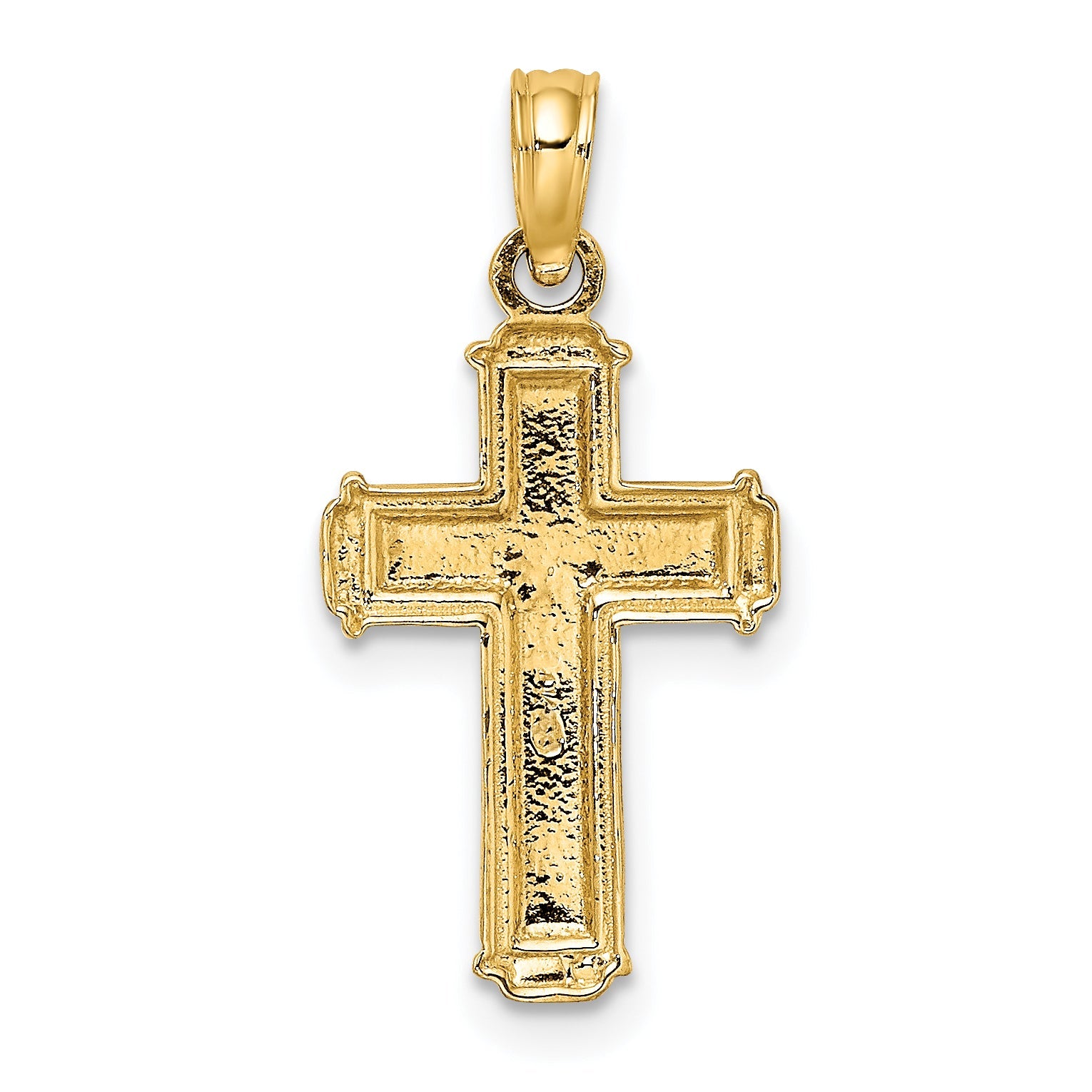 10K Yellow W/Rhodium 10K W/ Rhodium Polished Block Crucifix Inri Charm
