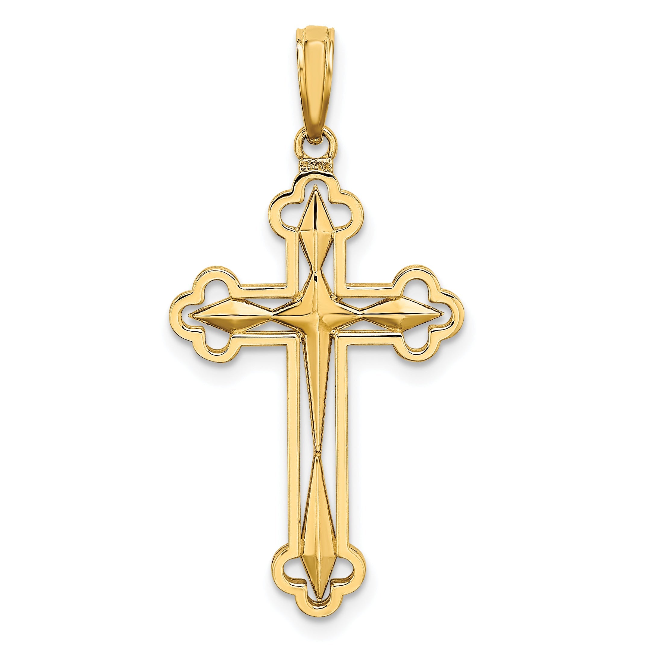 10K Yellow W/Rhodium 10K W/ Rhodium D/C Reversible Cross Charm