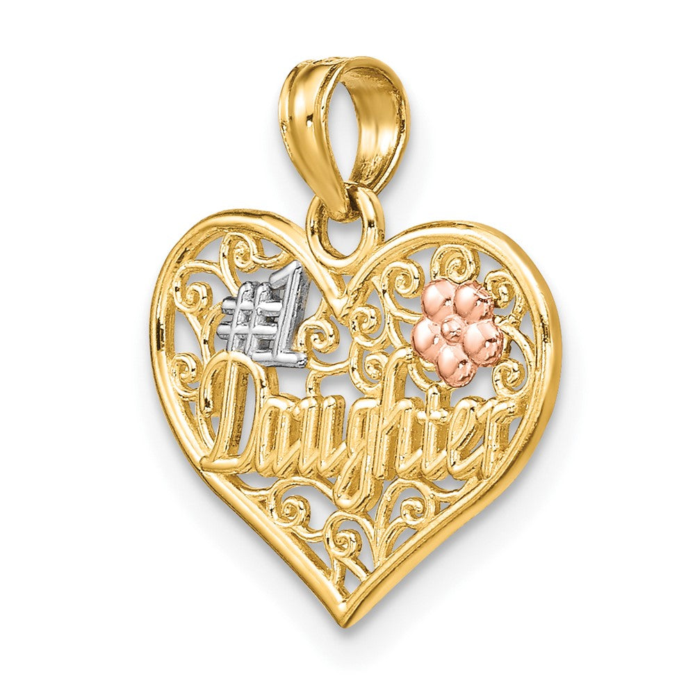 10K Two-Tone 10K W/White Rhodium #1 Daughter In Heart Charm