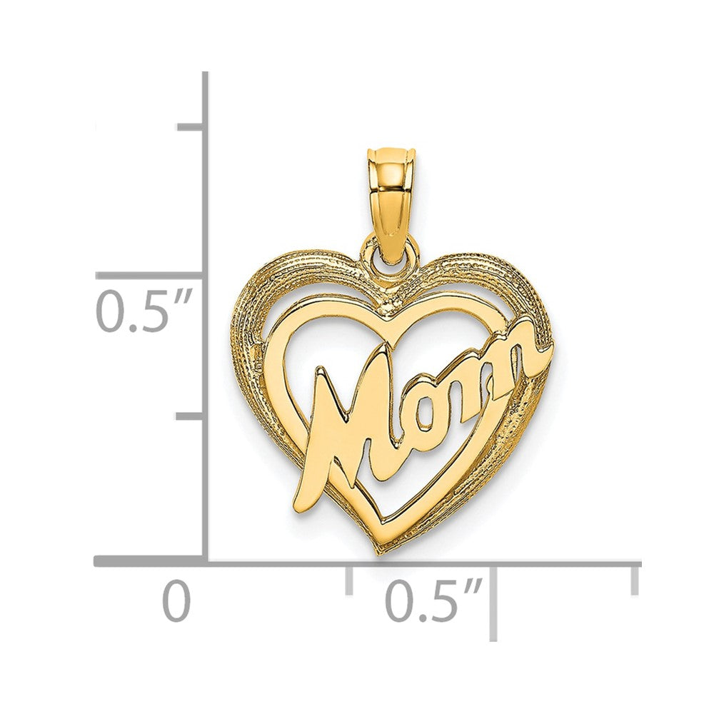 10K Yellow Gold 10K Mom Inside Heart Charm