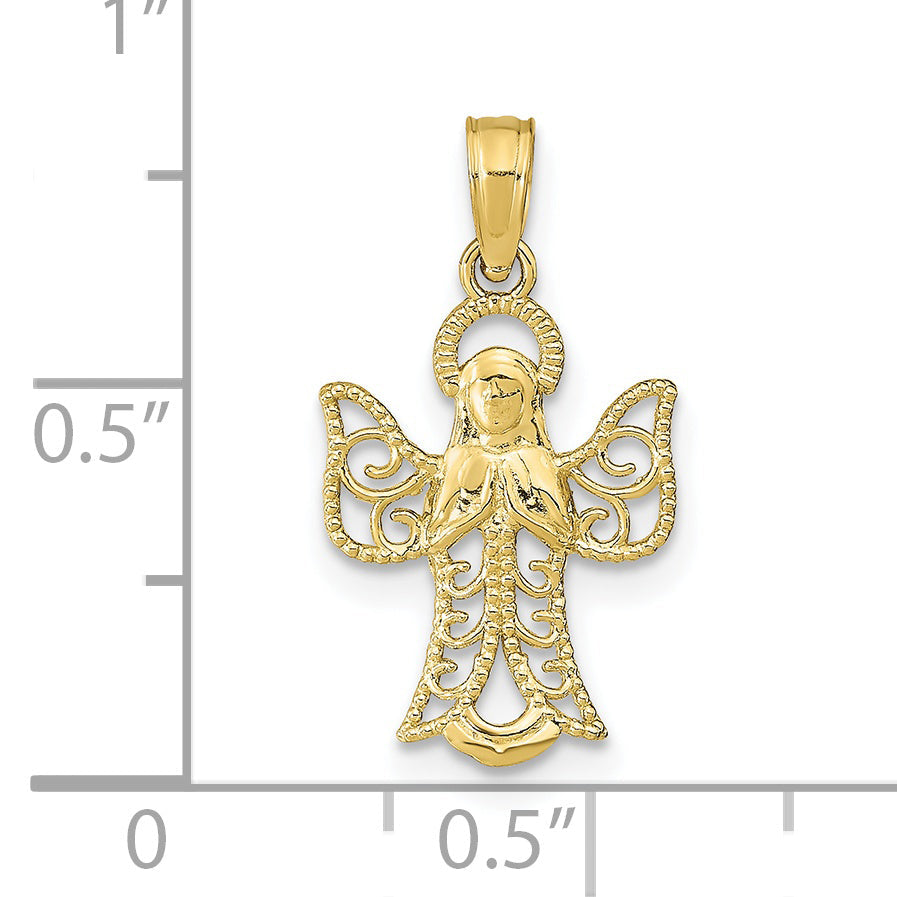 10K Yellow Gold 10K Angel W/Filigree Cut-Out Wings Charm