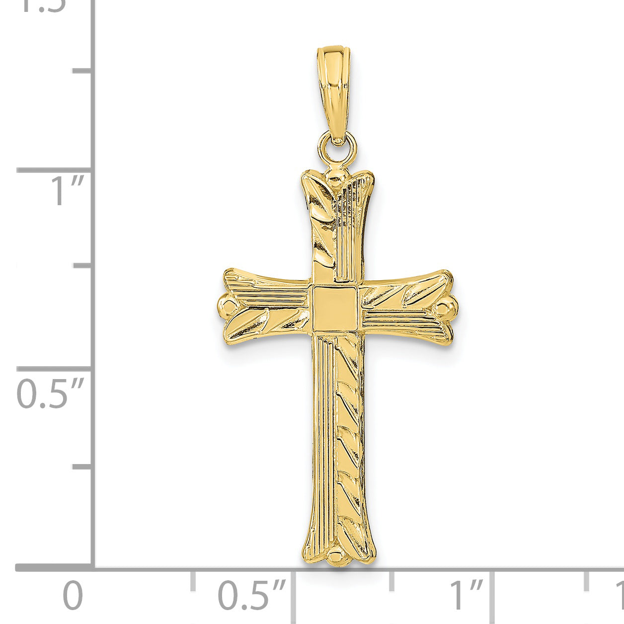 10K Yellow Gold 10K Textured W/Square Center Cross Pendant