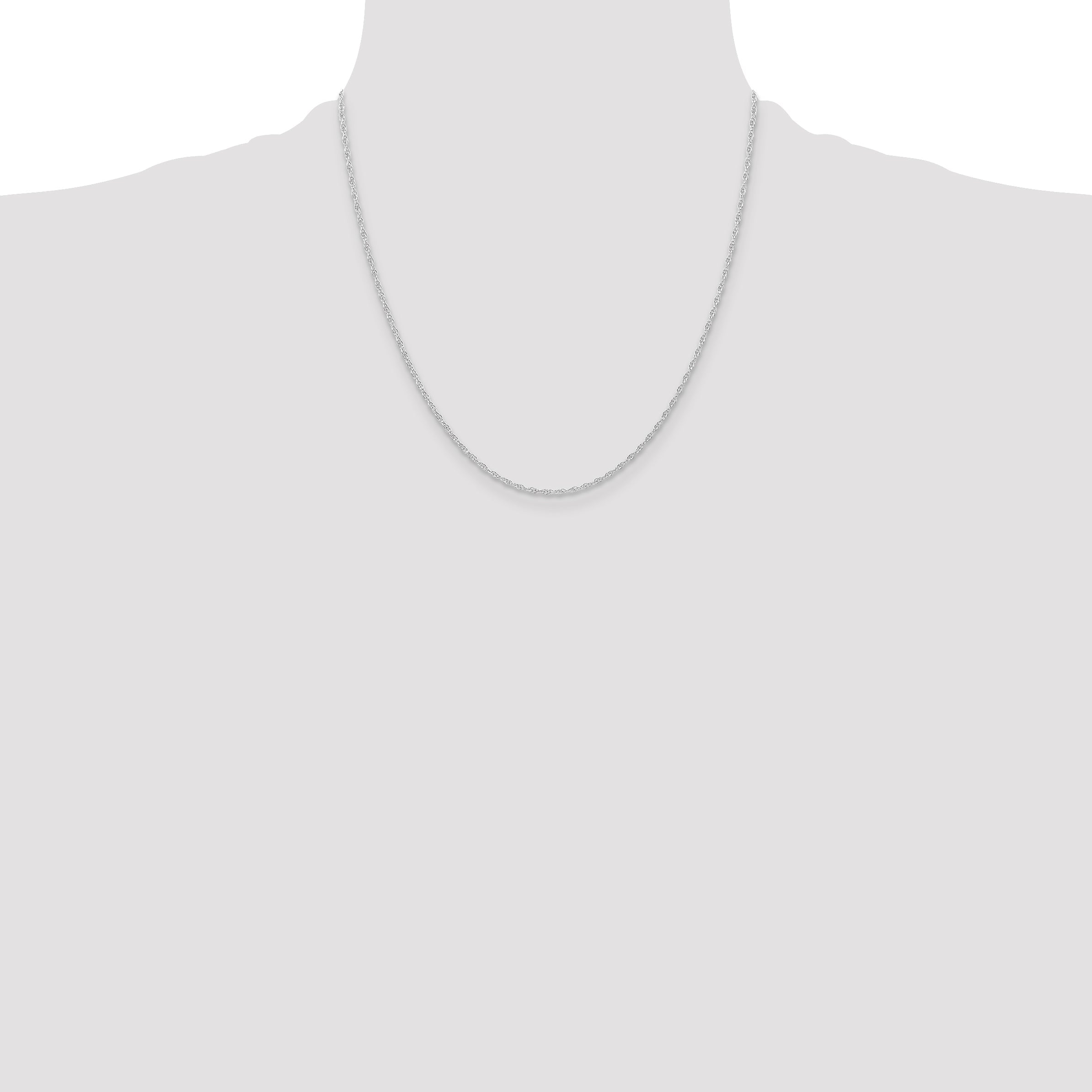 2 Inch 10K White Gold 10K 1.15mm Carded Cable Rope Chain Necklace