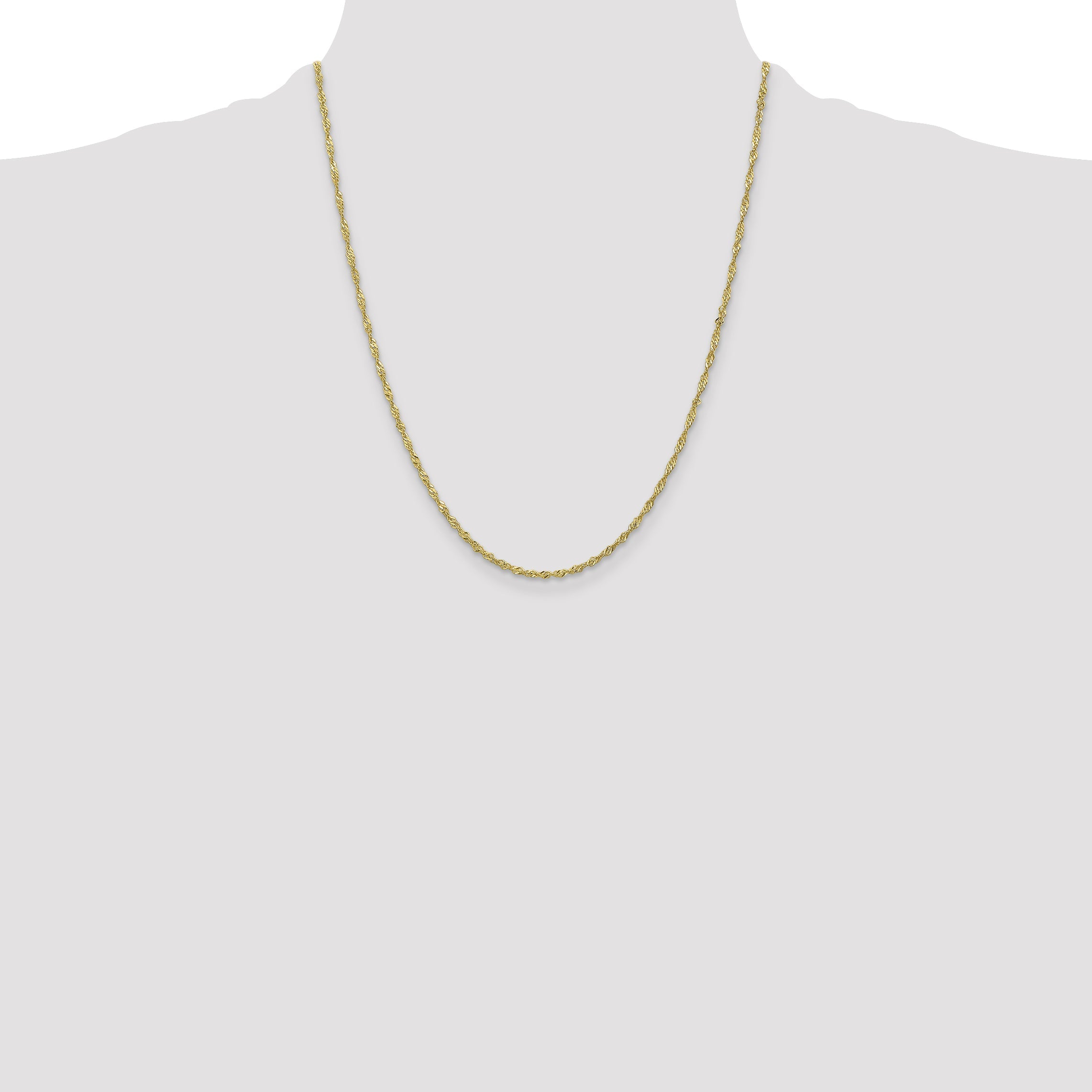 22 Inch 10K Yellow Gold 1.7mm Singapore Chain Necklace