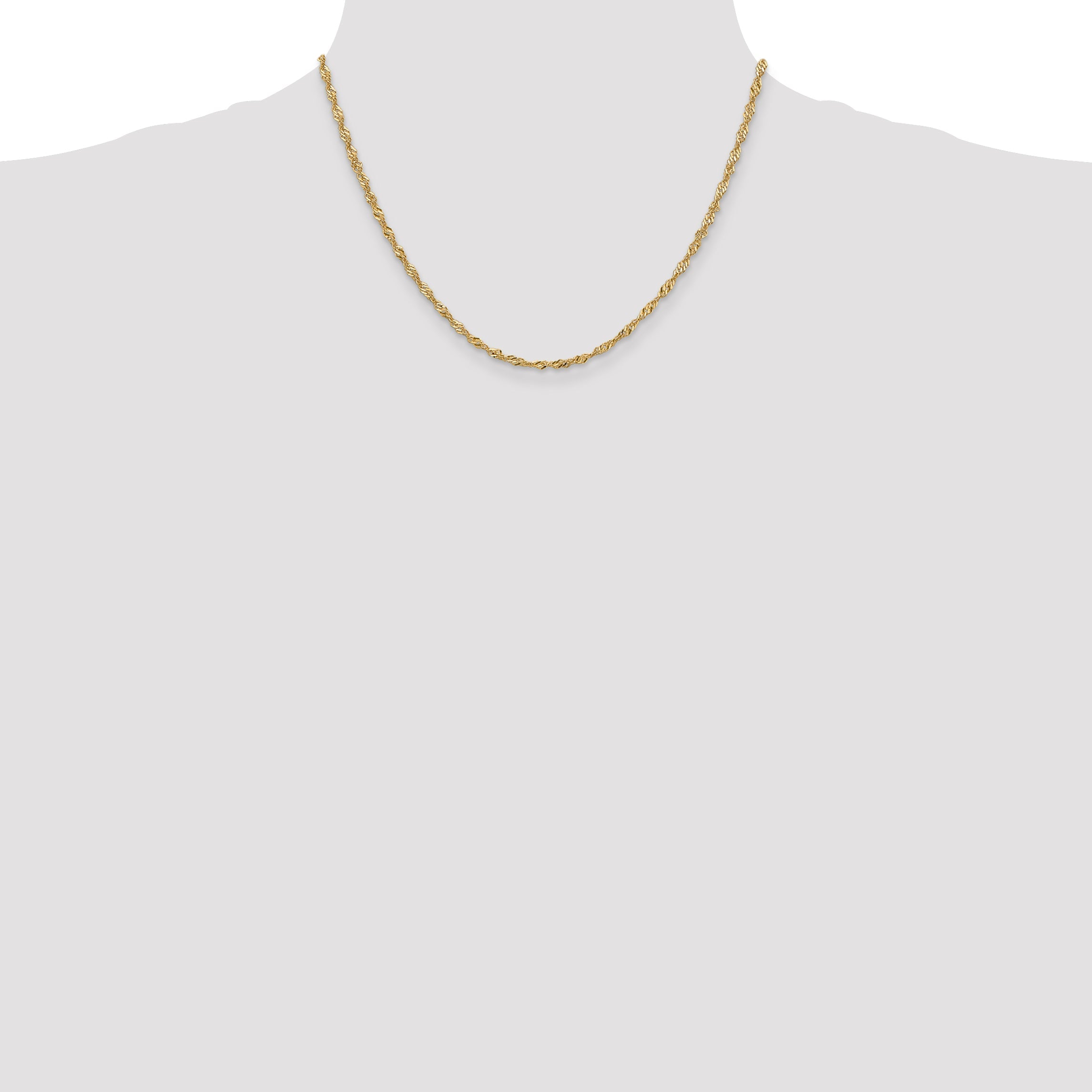 18 Inch 10K Yellow Gold 2mm Singapore Chain Necklace