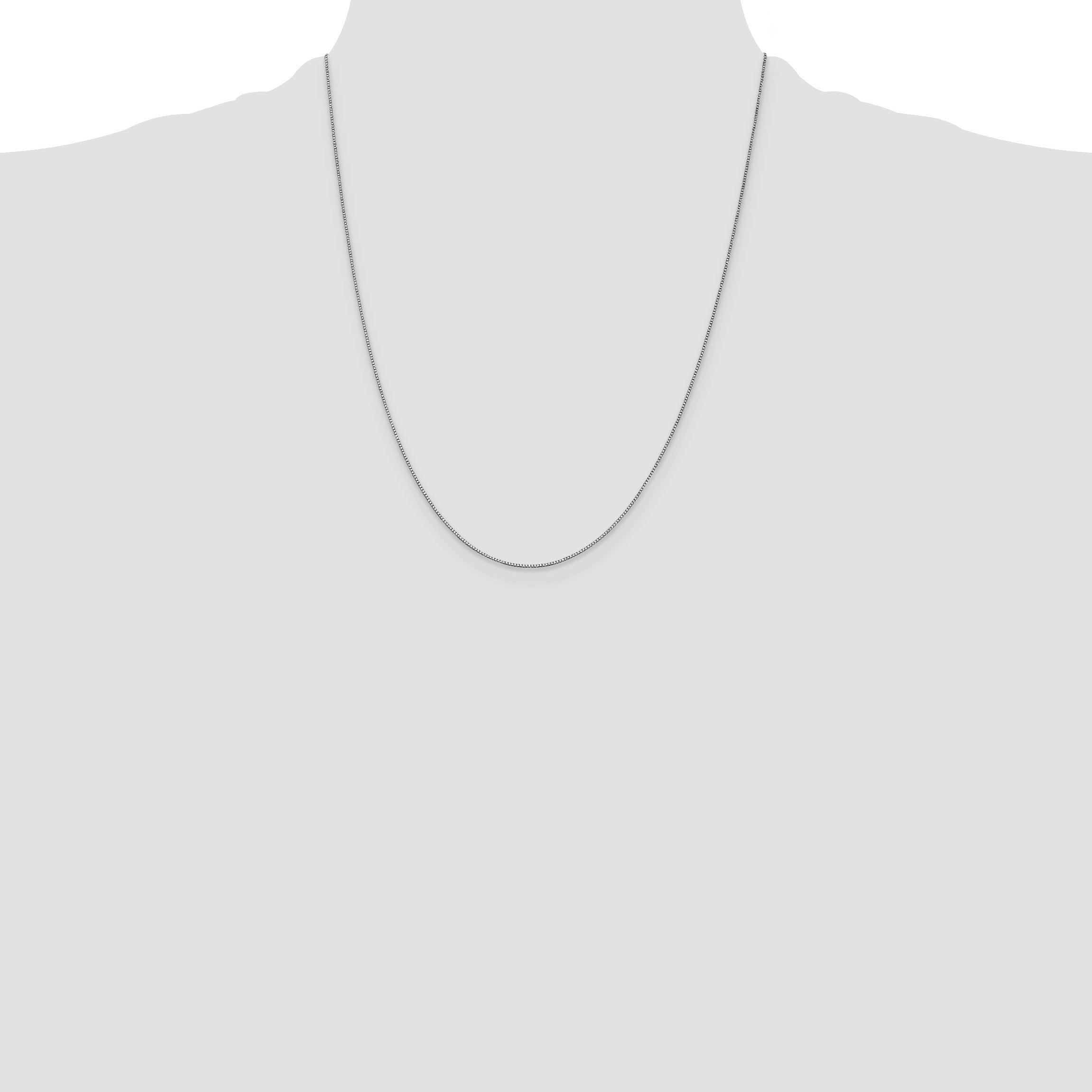 22 Inch 10K White Gold .7mm Box With Lobster Clasp Chain Necklace