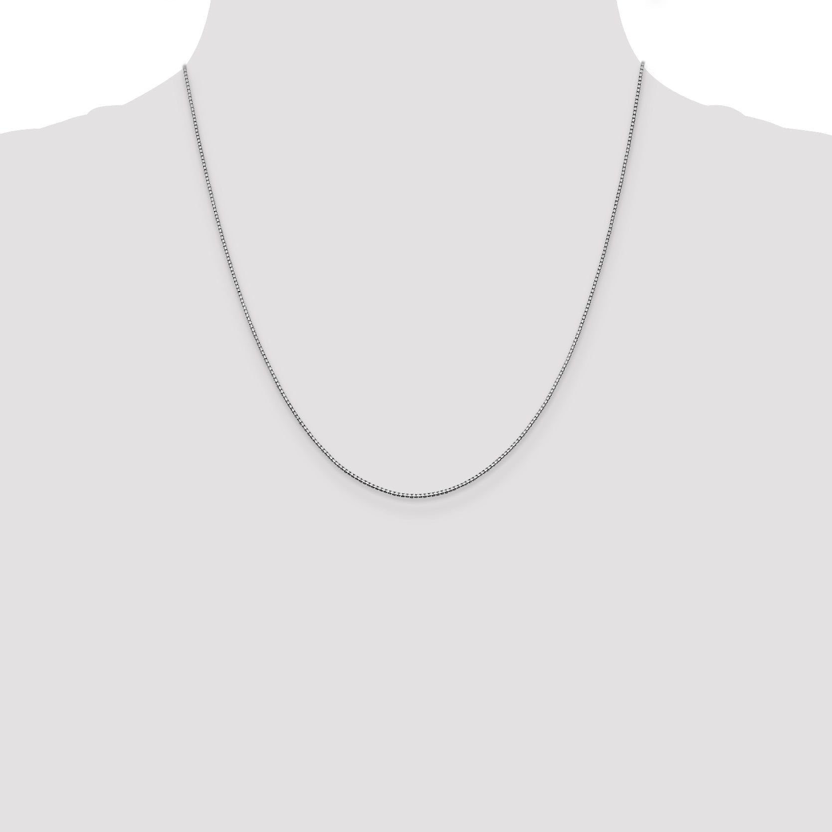 2 Inch 10K White Gold Wg .95mm Box Chain Necklace