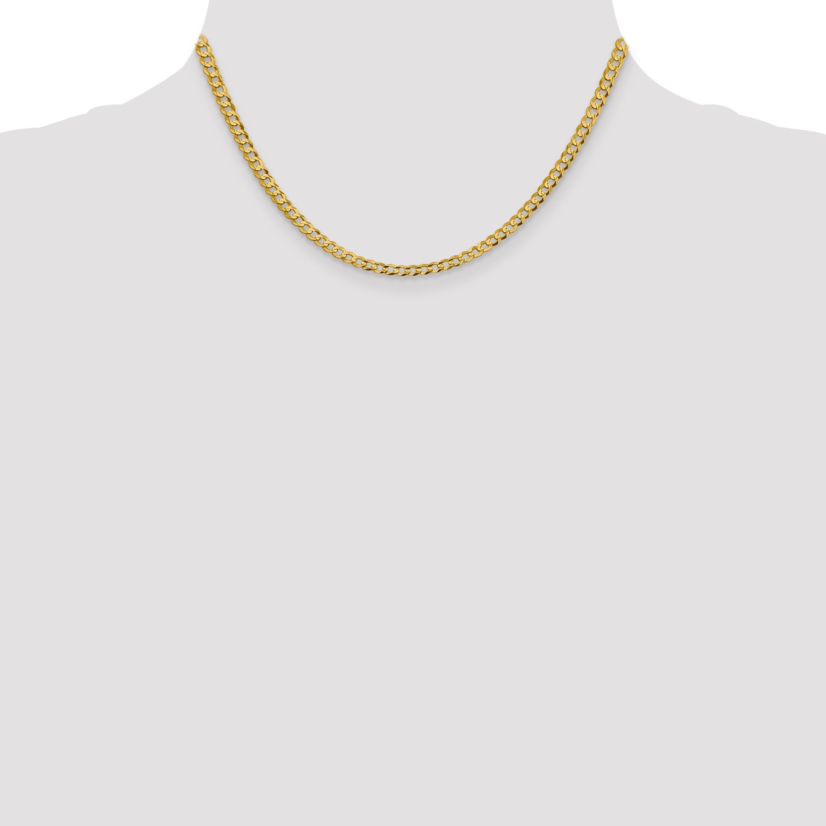 16 Inch 10K Yellow Gold 10K 3.7mm Lightweight Flat Cuban Chain Necklace
