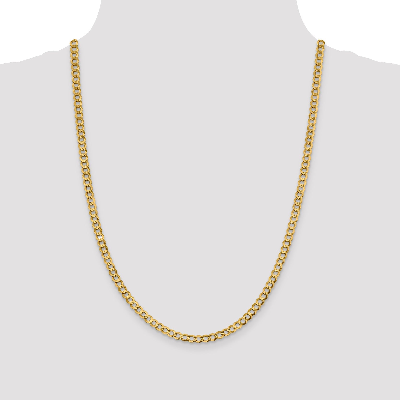 24 Inch 10K Yellow Gold 10K 4.7mm Lightweight Flat Cuban Chain Necklace