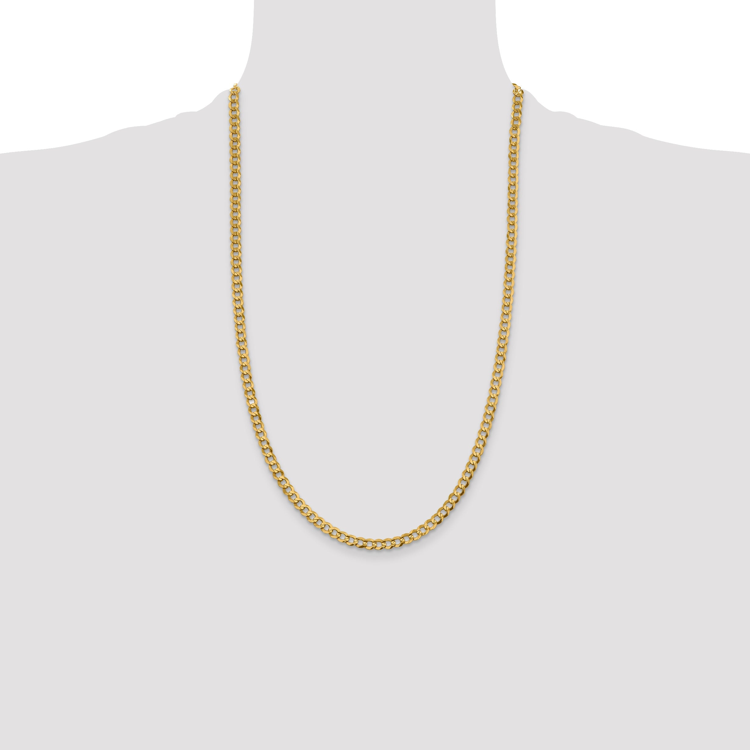26 Inch 10K Yellow Gold 10K 4.7mm Lightweight Flat Cuban Chain Necklace