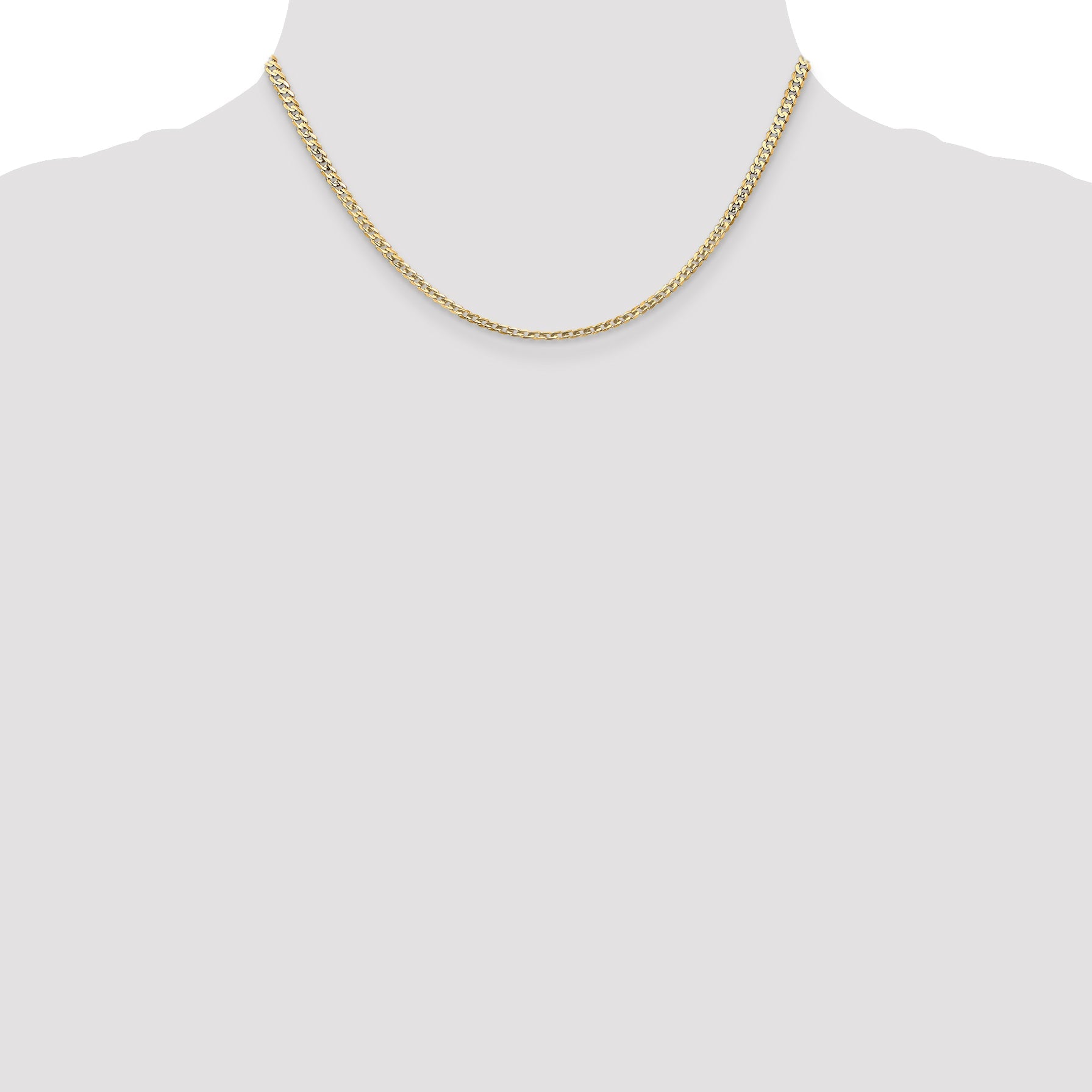 16 Inch 10K Yellow Gold 10K 3mm Open Concave Curb Chain Necklace