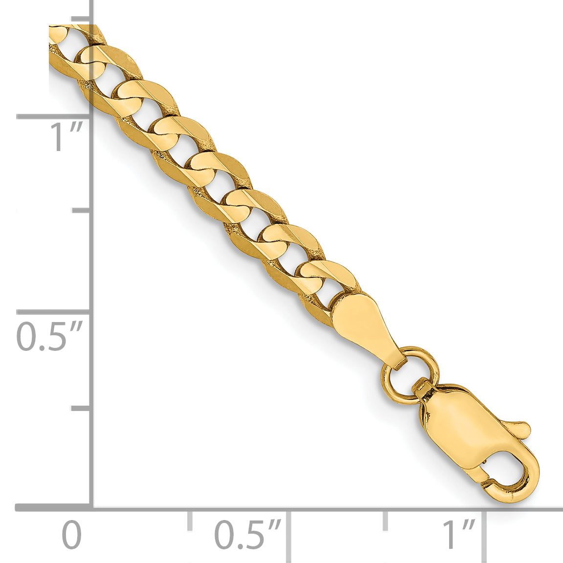 7 Inch 10K Yellow Gold 10K 3.8mm Open Concave Curb Chain Bracelet