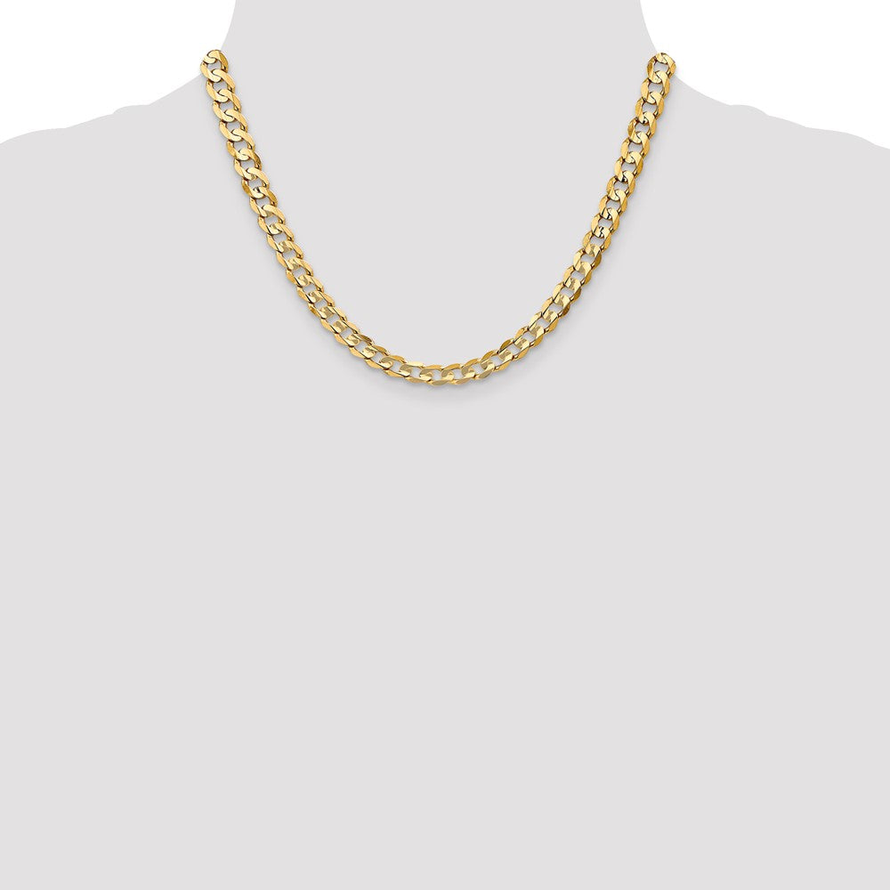 18 Inch 10K Yellow Gold 10K 6.75mm Open Concave Curb Chain Necklace