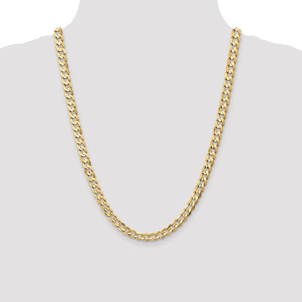 24 Inch 10K Yellow Gold 10K 6.75mm Open Concave Curb Chain Necklace