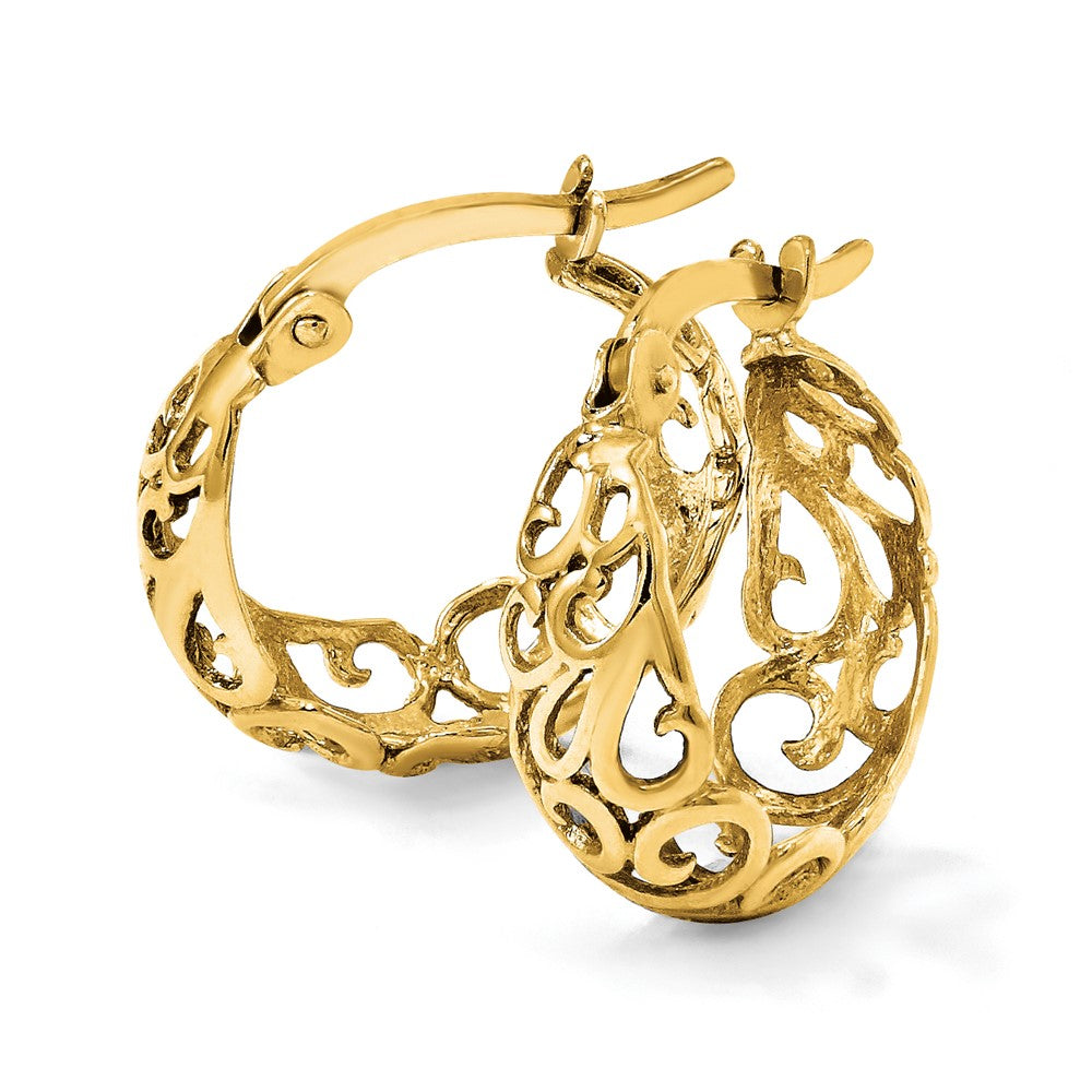 10K Yellow Gold Polished Hinged Hoop Earrings