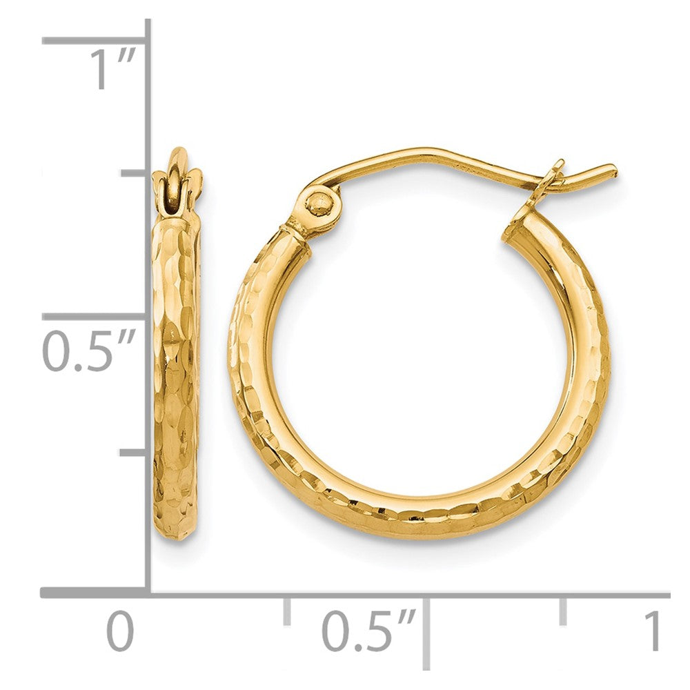 10K Yellow Gold D/C Hinged Hoop Earrings
