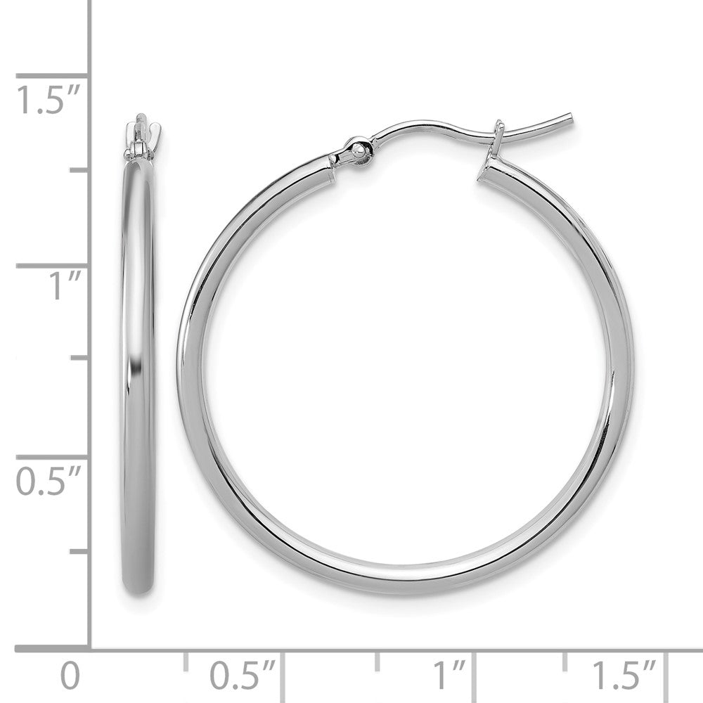 10K White Gold Polished Hinged Hoop Earrings