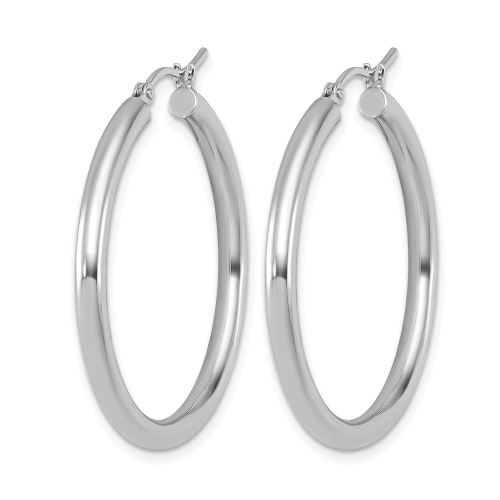 10K White Gold Polished Hinged Hoop Earrings
