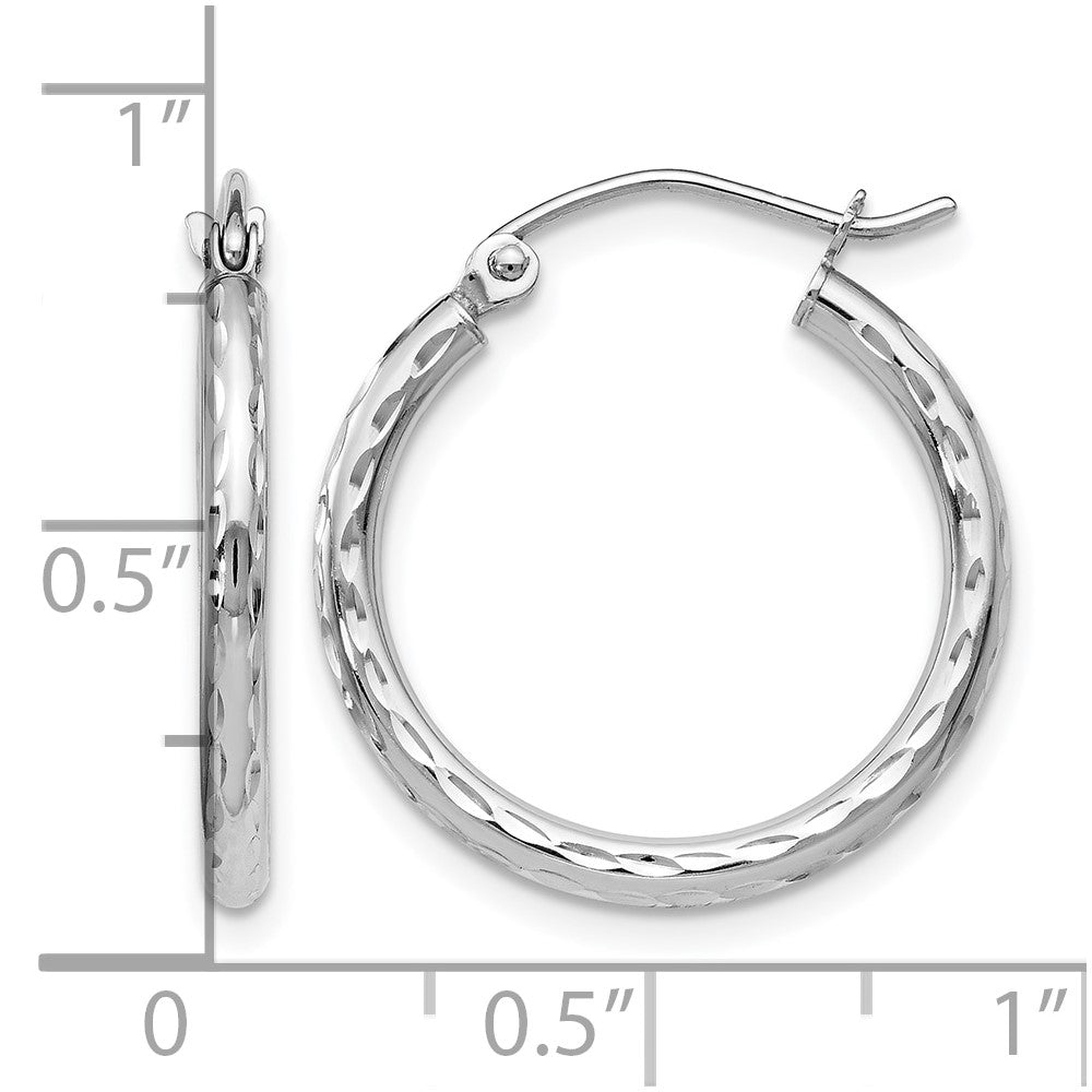 10K White Gold D/C Hinged Hoop Earrings