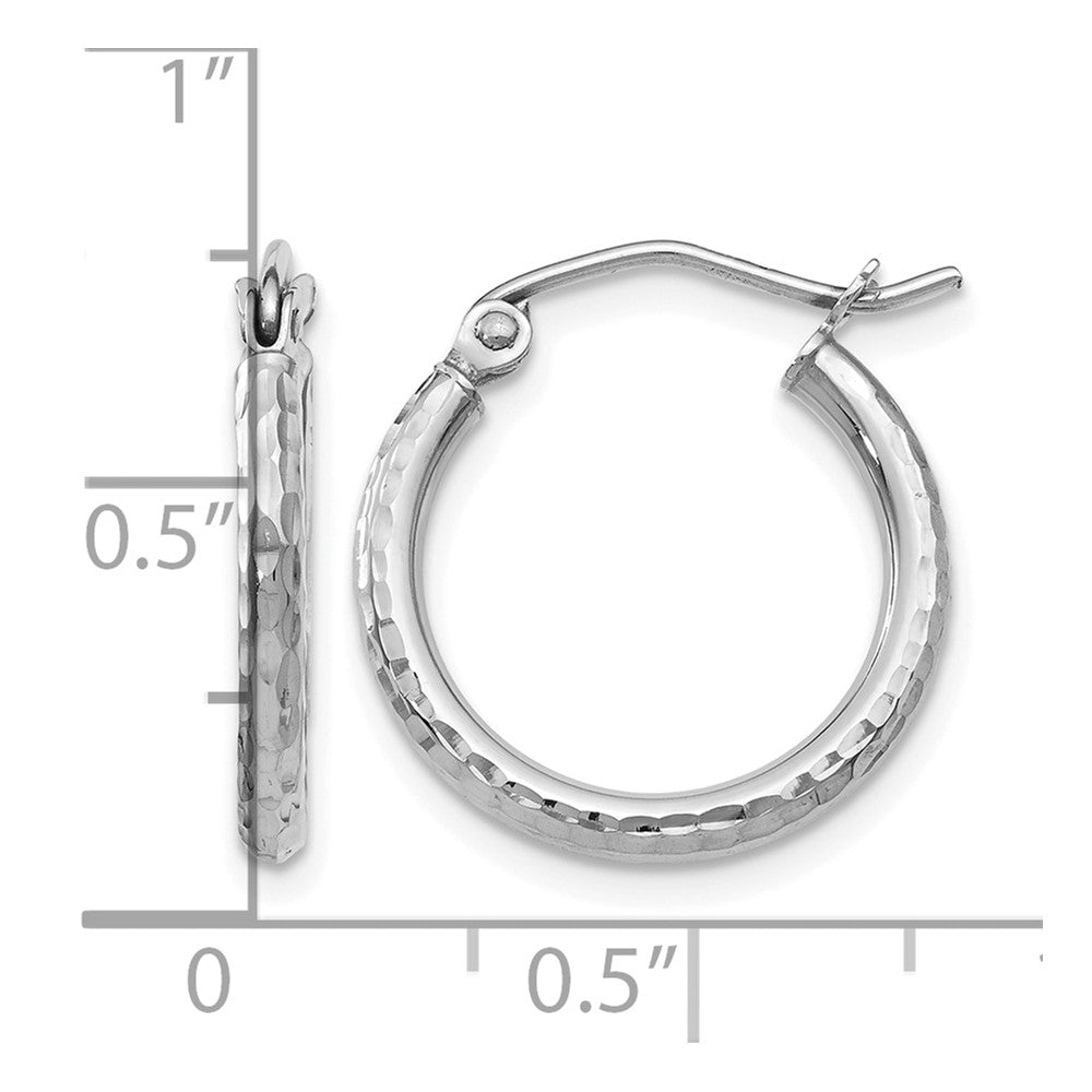 10K White Gold D/C Hinged Hoop Earrings