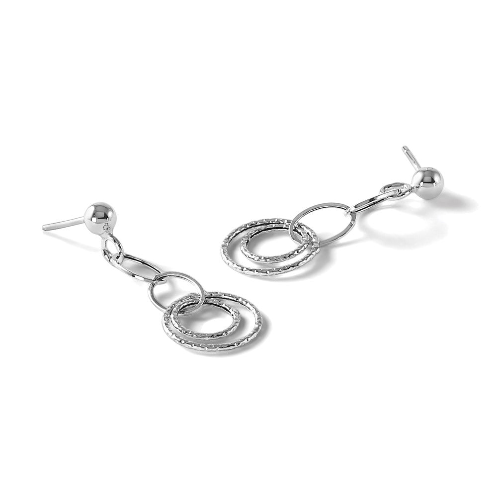10K White Gold Post Dangle Earrings