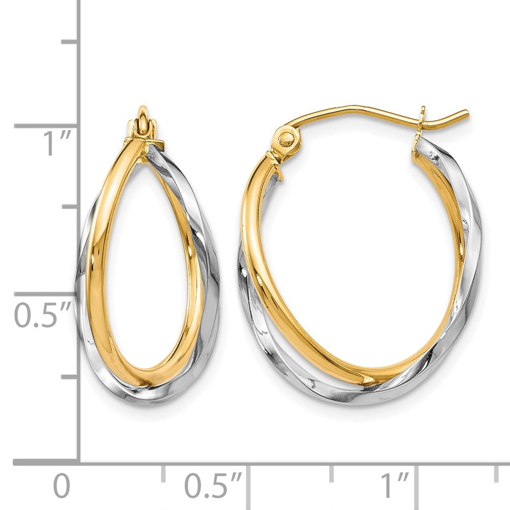 10K Two-Tone Hinged Hoop Earrings