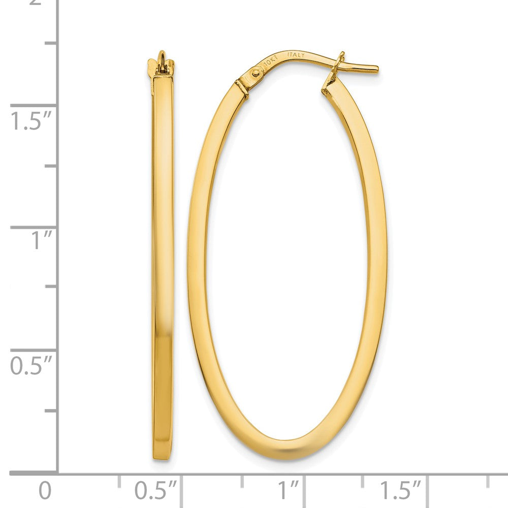 10K Yellow Gold Polished Oval Hinged Hoop Earrings