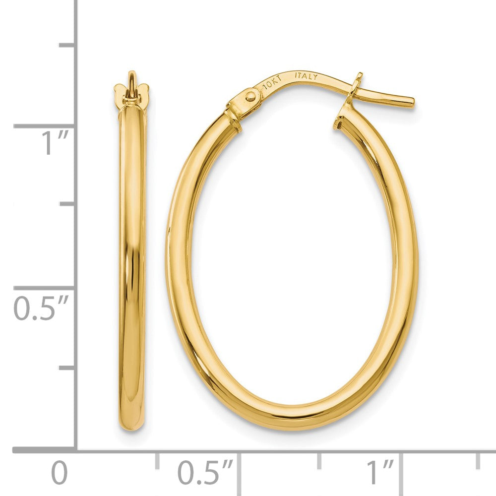 10K Yellow Gold Polished Oval Hinged Hoop Earrings